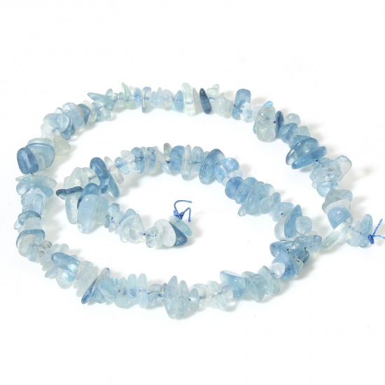 Picture of 1 Strand (Approx 175 - 120 PCs/Strand) (Grade A) Aquamarine ( Natural ) Loose Beads For DIY Charm Jewelry Making Chip Beads Light Blue About 12x7mm - 5x4mm, Hole: Approx 0.5mm, 40cm(15 6/8") long