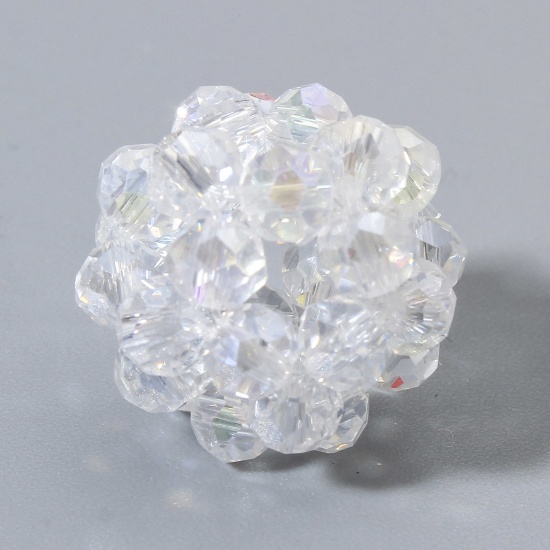 Immagine di 5 Pz Vetro Perline per la Creazione di Gioielli con Ciondoli Fai-da-te Palla Bianco Circa 17mm x 15mm, Foro: Circa 2.4mm