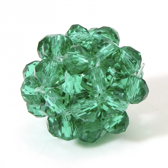 Picture of 5 PCs Glass Beads For DIY Charm Jewelry Making Ball Green About 17mm x 15mm, Hole: Approx 2.4mm