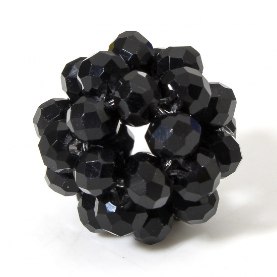 Picture of 5 PCs Glass Beads For DIY Charm Jewelry Making Ball Black About 17mm x 15mm, Hole: Approx 2.4mm