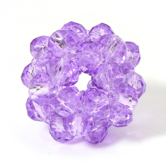 Image de 5 Pcs Perles pour DIY Fabrication de Bijoux de Charme en Verre Balle Violet 17mm x 15mm, Trou: 2.4mm