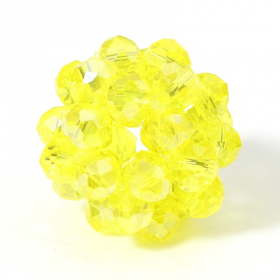 Picture of 5 PCs Glass Beads For DIY Charm Jewelry Making Ball Yellow About 17mm x 15mm, Hole: Approx 2.4mm