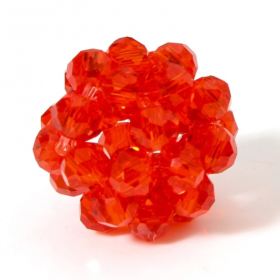 Image de 5 Pcs Perles pour DIY Fabrication de Bijoux de Charme en Verre Balle Rouge 17mm x 15mm, Trou: 2.4mm