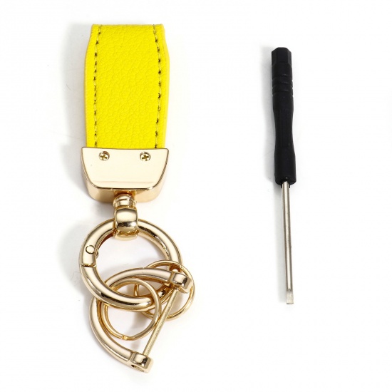 Picture of 1 Piece Zinc Based Alloy & PU Keychain & Keyring Rectangle 10cm x 2.8cm