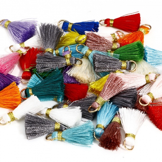 Picture of 20 PCs Polyester Tassel Charms Tassel At Random Mixed Color 24mm