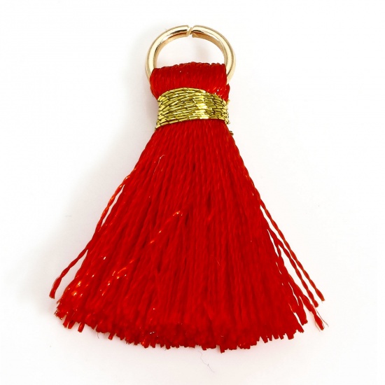 Picture of 20 PCs Polyester Tassel Charms Tassel Red 24mm