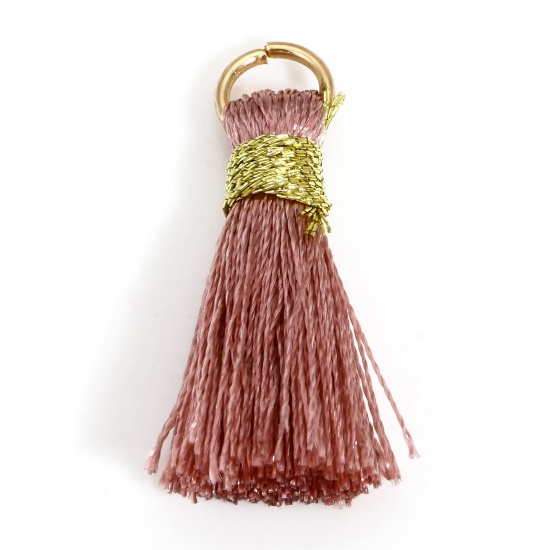 Picture of 20 PCs Polyester Tassel Charms Tassel Pale Pinkish Gray 24mm