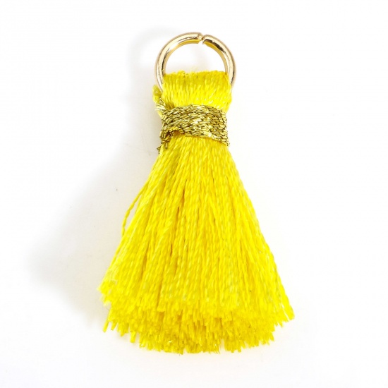 Picture of 20 PCs Polyester Tassel Charms Tassel Yellow 24mm