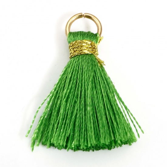 Picture of 20 PCs Polyester Tassel Charms Tassel Green 24mm