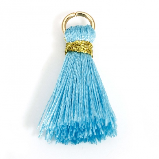 Picture of 20 PCs Polyester Tassel Charms Tassel Blue 24mm
