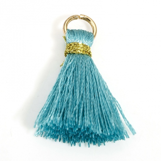 Picture of 20 PCs Polyester Tassel Charms Tassel Green Blue 24mm