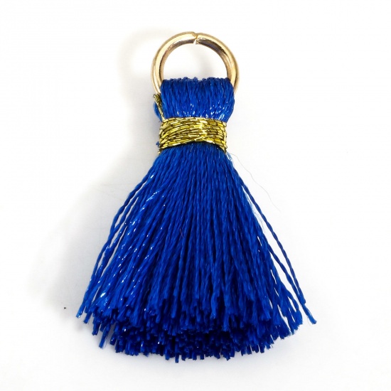 Picture of 20 PCs Polyester Tassel Charms Tassel Royal Blue 24mm