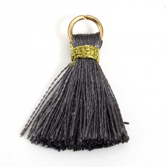 Picture of 20 PCs Polyester Tassel Charms Tassel Gray 24mm