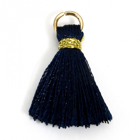 Picture of 20 PCs Polyester Tassel Charms Tassel Ink Blue 24mm
