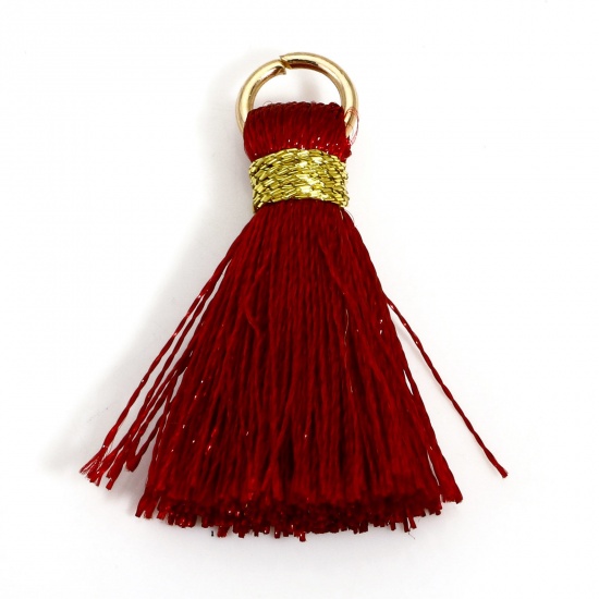 Picture of 20 PCs Polyester Tassel Charms Tassel Wine Red 24mm