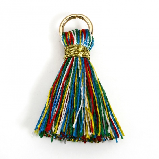 Picture of 20 PCs Polyester Tassel Charms Tassel Multicolor 24mm