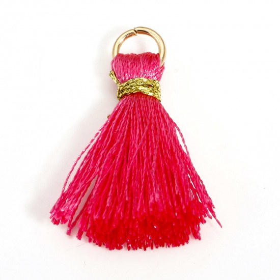 Picture of 20 PCs Polyester Tassel Charms Tassel Fuchsia 24mm
