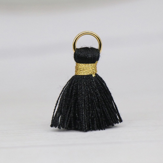 Picture of 20 PCs Polyester Tassel Charms Tassel Black 24mm