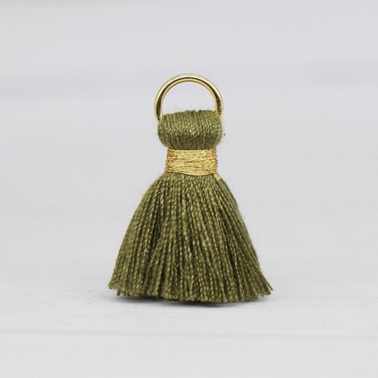 Picture of 20 PCs Polyester Tassel Charms Tassel Army Green 24mm