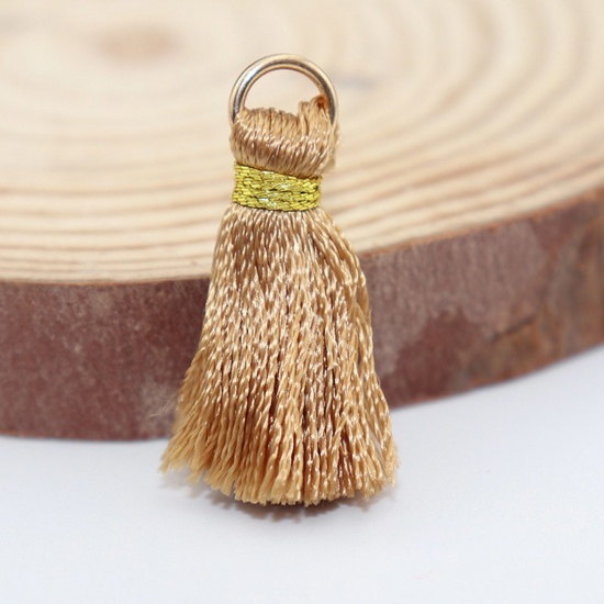 Picture of 20 PCs Polyester Tassel Charms Tassel Light Brown 24mm