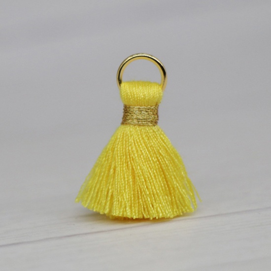 Picture of 20 PCs Polyester Tassel Charms Tassel Golden 24mm