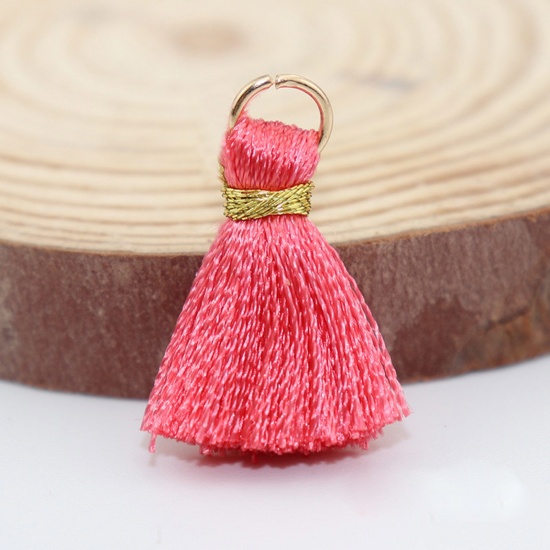 Picture of 20 PCs Polyester Tassel Charms Tassel Peach Pink 24mm