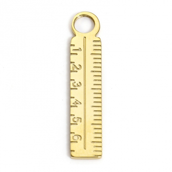 Immagine di 1 Pz Placcatura Sottovuoto 304 Acciaio Inossidabile Geometrico Ciondoli Righello Oro Placcato Numero 23.5mm x 4.5mm