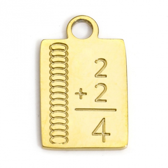 Immagine di 1 Pz Placcatura Sottovuoto 304 Acciaio Inossidabile Geometrico Ciondoli Rettangolo Oro Placcato Lettere Messaggio " 2 " 17mm x 10.5mm