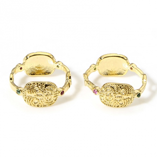 Picture of 2 PCs Brass Beads Frames Carved Pattern 18K Real Gold Plated (Fit 8mm Bead) 12mm Dia.                                                                                                                                                                         