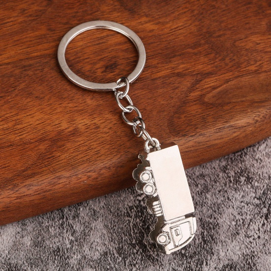 Picture of 1 Piece Punk Keychain & Keyring Silver Tone Truck 6cm