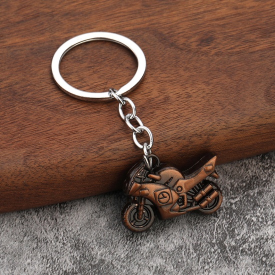 Picture of 1 Piece Punk Keychain & Keyring Antique Copper Motorcycle 8cm