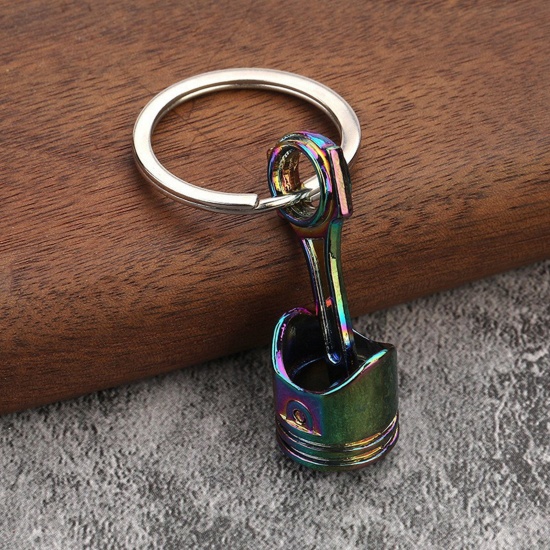 Picture of 1 Piece Punk Keychain & Keyring Multicolor Car Engine Modified Piston 7cm