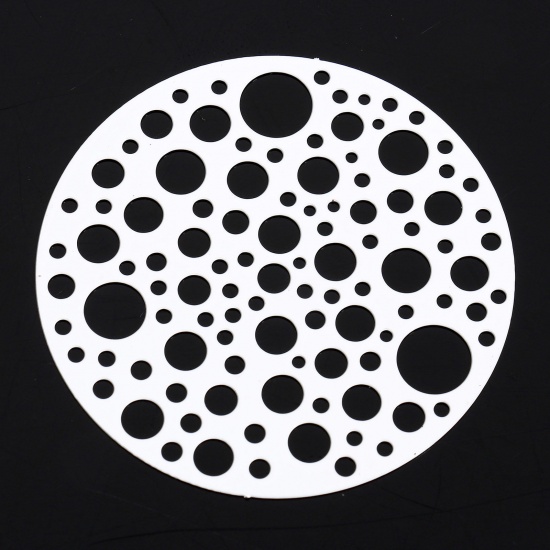 5 個 合金 透かしパーツ フィリグリースタンピング コネクター ペンダント チャームパーツ 円形 白 透かし 4cm直径、 の画像