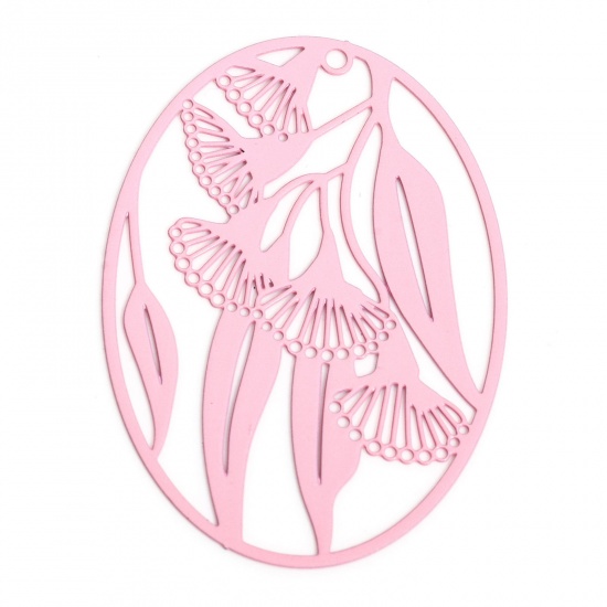 Immagine di 10 Pz Lega di Ferro Filigree Stamping Ciondoli Rosa Ovale Foglia Filigrana 4.1cm x 2.9cm