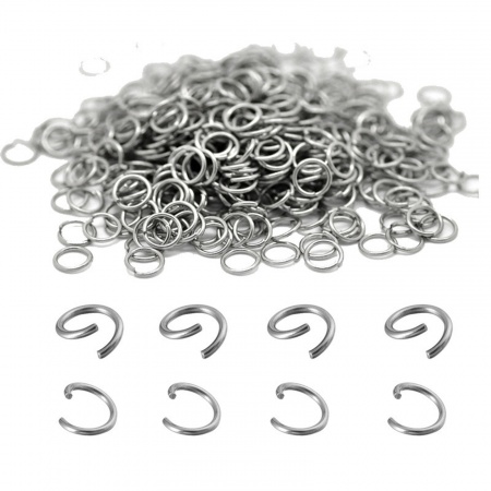 Immagine di 200 Pz 6mm Dia, 0.7mm(21 misura) 304 Acciaio Inossidabile Aperto Stile Anello di Salto Tono Argento Tondo