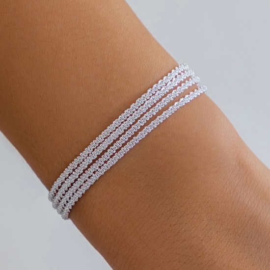 Picture of 1 Piece Brass Ins Style Multilayer Layered Bracelet Streak Platinum Plated 15cm(5 7/8") long