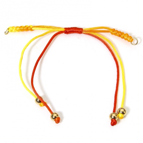 Picture of 5 PCs Polyester Braided Semi-finished Bracelets For DIY Handmade Jewelry Making Accessories Findings Orange Adjustable 24cm - 5.5cm long