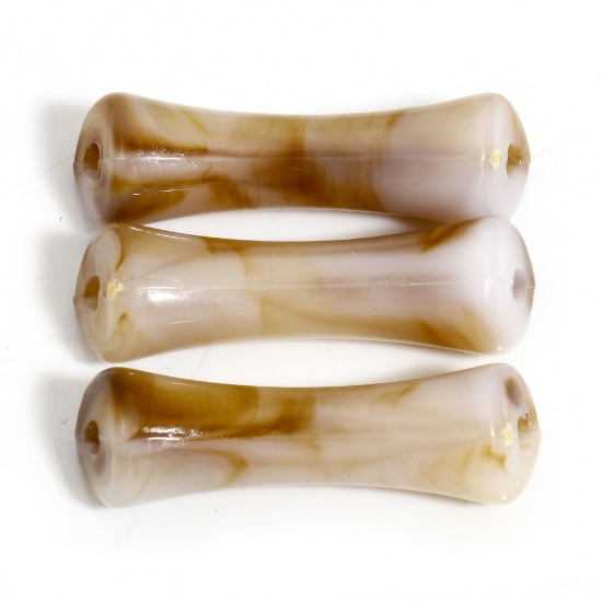 Immagine di 50 Pz Acrilato Perline per la Creazione di Gioielli con Ciondoli Fai-da-te Beige Tubo Acquerello Circa 26.5mm x 7mm, Foro: Circa 1.8mm