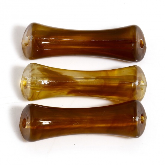 Immagine di 50 Pz Acrilato Perline per la Creazione di Gioielli con Ciondoli Fai-da-te Ambra Tubo Acquerello Circa 26.5mm x 7mm, Foro: Circa 1.8mm