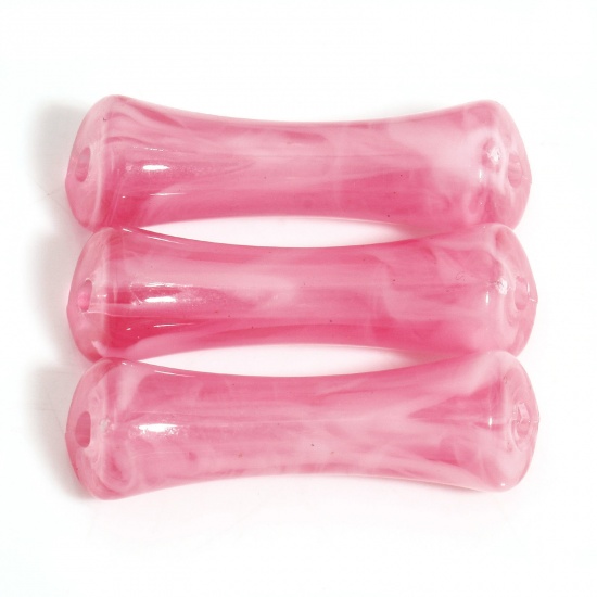 Immagine di 50 Pz Acrilato Perline per la Creazione di Gioielli con Ciondoli Fai-da-te Rosa Tubo Acquerello Circa 26.5mm x 7mm, Foro: Circa 1.8mm