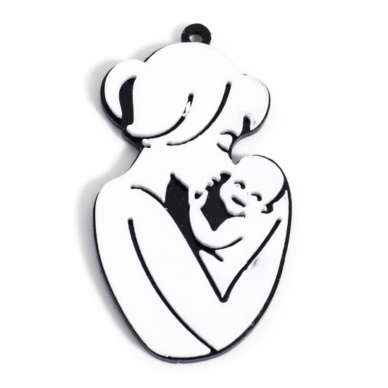 Picture of 5 PCs Acrylic Mother's Day Pendants Mother And Child White 4.5cm x 2.5cm