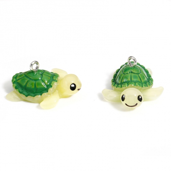 Picture of 5 PCs Resin Charms Sea Turtle Animal Silver Tone 3D 27mm x 13mm