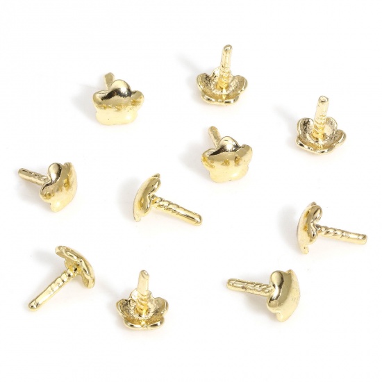 Picture of 5 PCs Brass Beads Caps Flower 14K Real Gold Plated 4mm x 4mm                                                                                                                                                                                                  