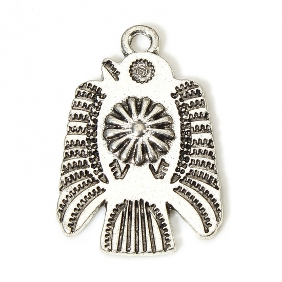 Picture of 10 PCs Zinc Based Alloy Boho Chic Bohemia Charms Antique Silver Color Thunderbird 28mm x 19mm