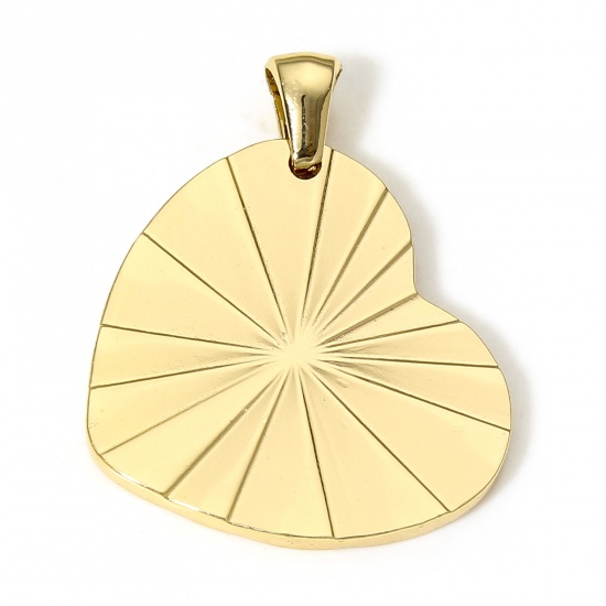 Immagine di 1 Pz 304 Acciaio Inossidabile Ciondoli Placcato Oro 18K Cuore 3cm x 2.4cm