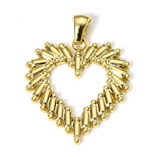 Immagine di 1 Pz 304 Acciaio Inossidabile Ciondoli Placcato Oro 18K Cuore 3.1cm x 2.4cm
