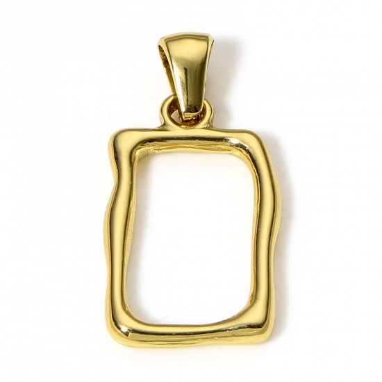 Imagen de 1 Unidad Enchapado al Vacío 304 Acero Inoxidable Colgantes Charms Rectángulo Chapado en Oro de 18K 27mm x 13mm
