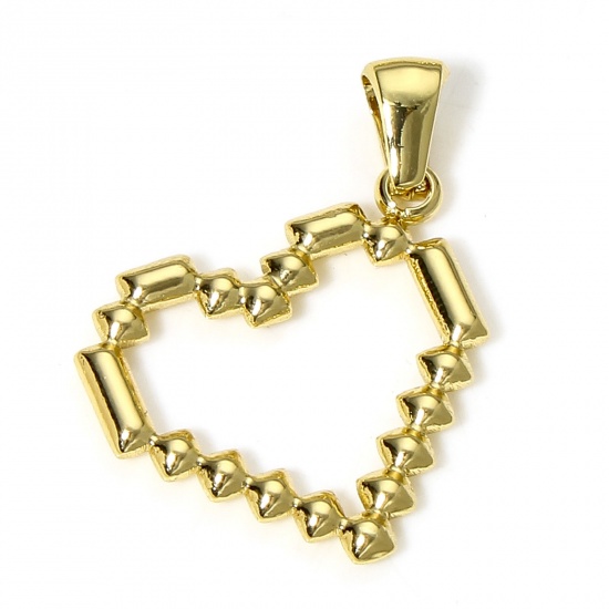 Bild von 1 Stück 304 Edelstahl Charm-Anhänger 18K Vergoldet Herz 27mm x 19mm