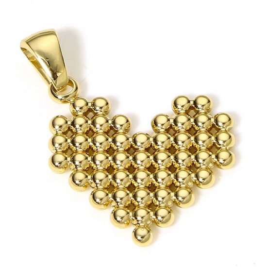 Bild von 1 Stück 304 Edelstahl Charm-Anhänger 18K Vergoldet Herz 27mm x 18mm