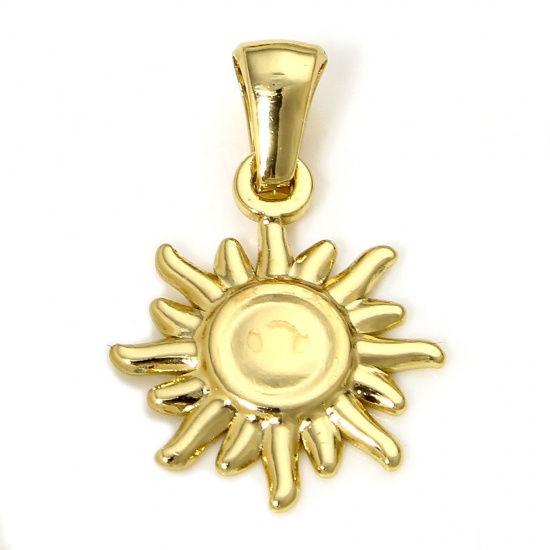 Bild von 1 Stück 304 Edelstahl Charm-Anhänger 18K Vergoldet Sonne 23mm x 15mm